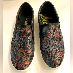 Sam Edelman Paisley Marvin SlipOn Sneakers Multicolor Metallic Women Sz 6.5-36.5